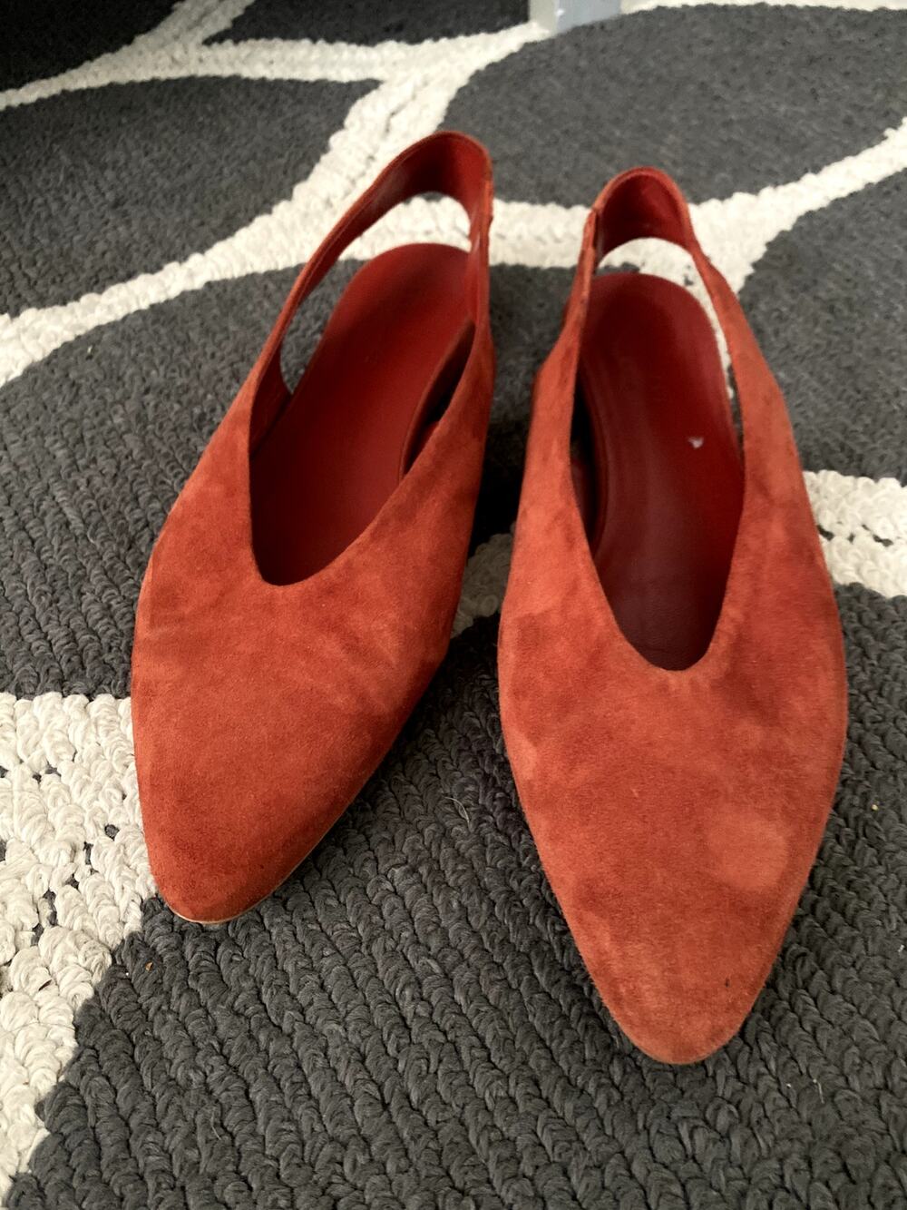 Everlane The V Slingack Pumps Rust Orange Suede Size 10